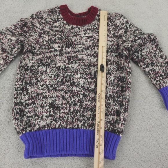 J Crew Sweater Womens Small Marled Knit Black White Color Block Wool Retro 80s - Picture 6 of 16